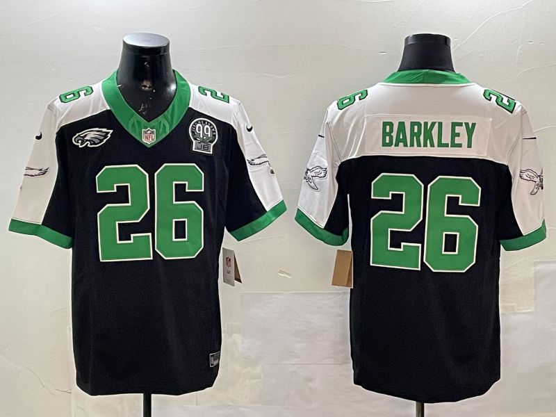 Men Philadelphia Eagles #26 Barkley Black Thanksgiving three generations 2025 Nike Vapor Limited NFL Jersey style 1
